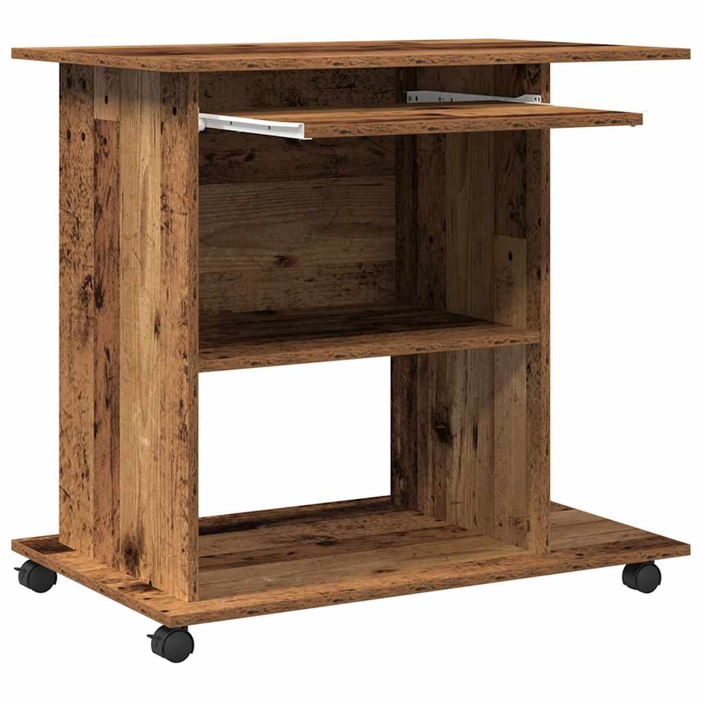 Computerbureau 80x50x75 cm bewerkt hout oud houtkleurig