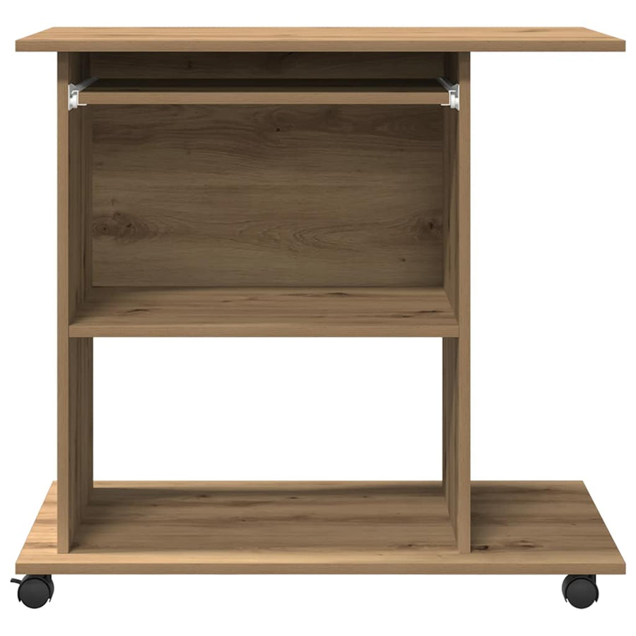 Computerbureau 80x50x75 cm bewerkt hout artisanaal eikenkleur