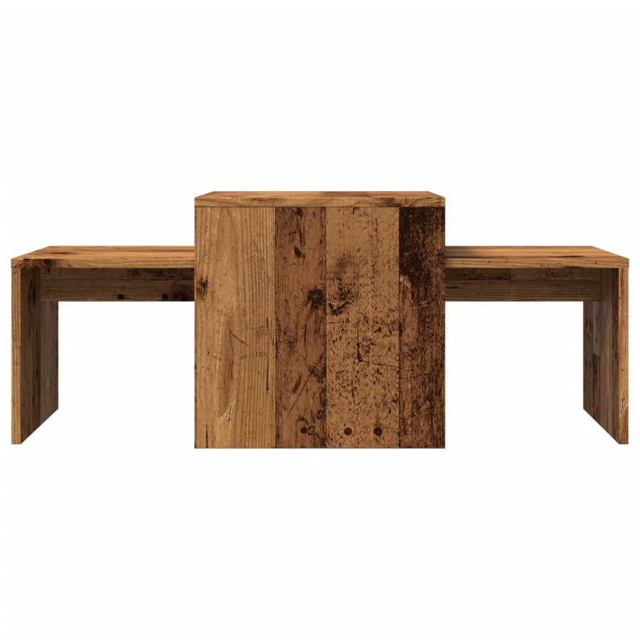 Salontafelset 100x48x40 cm bewerkt hout oud houtkleurig