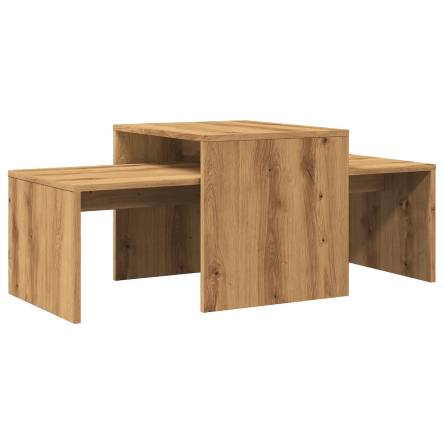Salontafel 100x48x40 cm bewerkt hout artisanaal eikenkleurig