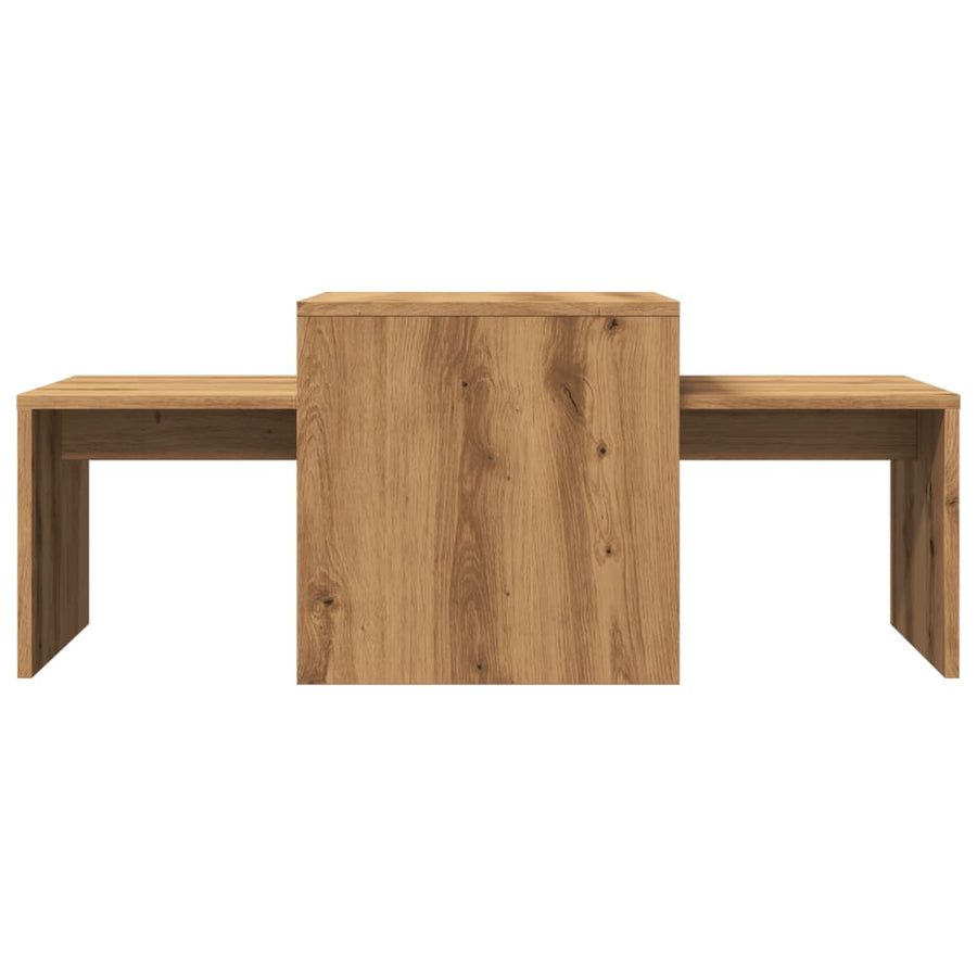 Salontafel 100x48x40 cm bewerkt hout artisanaal eikenkleurig