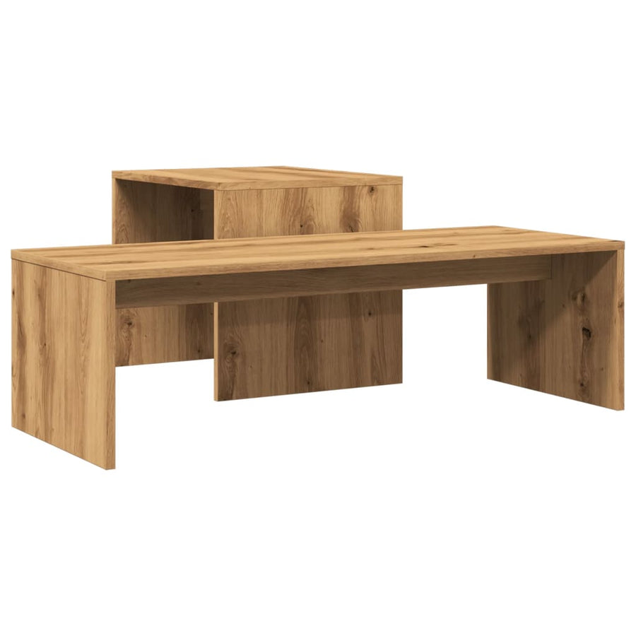 Salontafel 100x48x40 cm bewerkt hout artisanaal eikenkleurig