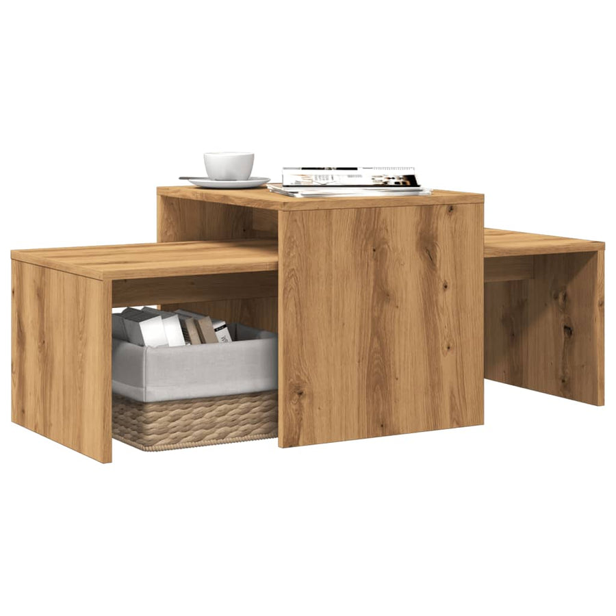 Salontafel 100x48x40 cm bewerkt hout artisanaal eikenkleurig