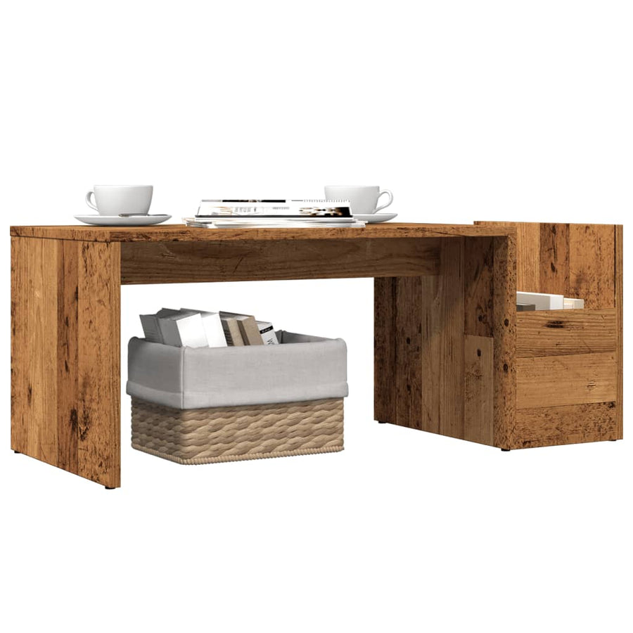 Salontafel 90x45x35 cm bewerkt hout oud houtkleurig