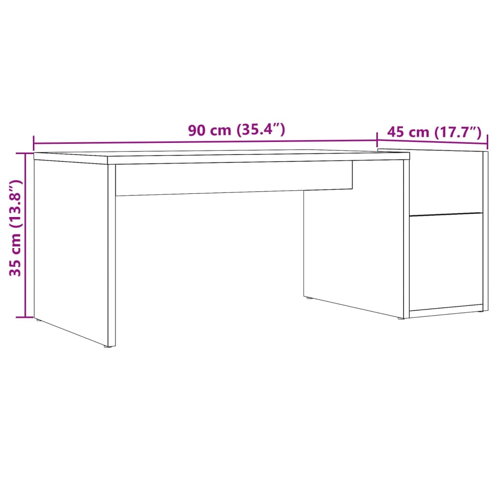 Salontafel 90x45x35 cm bewerkt hout oud houtkleurig
