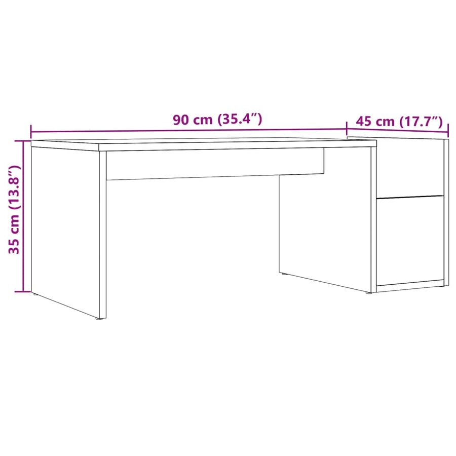 Salontafel 90x45x35 cm bewerkt hout oud houtkleurig