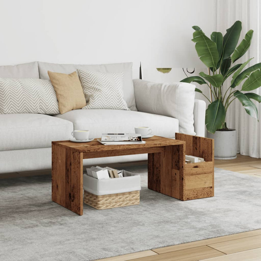 Salontafel 90x45x35 cm bewerkt hout oud houtkleurig