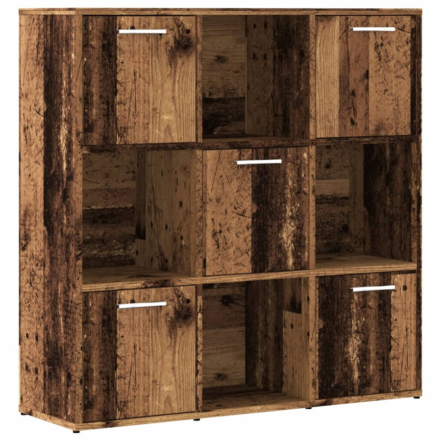 Boekenkast 90x28x90 cm bewerkt hout oud houtkleurig