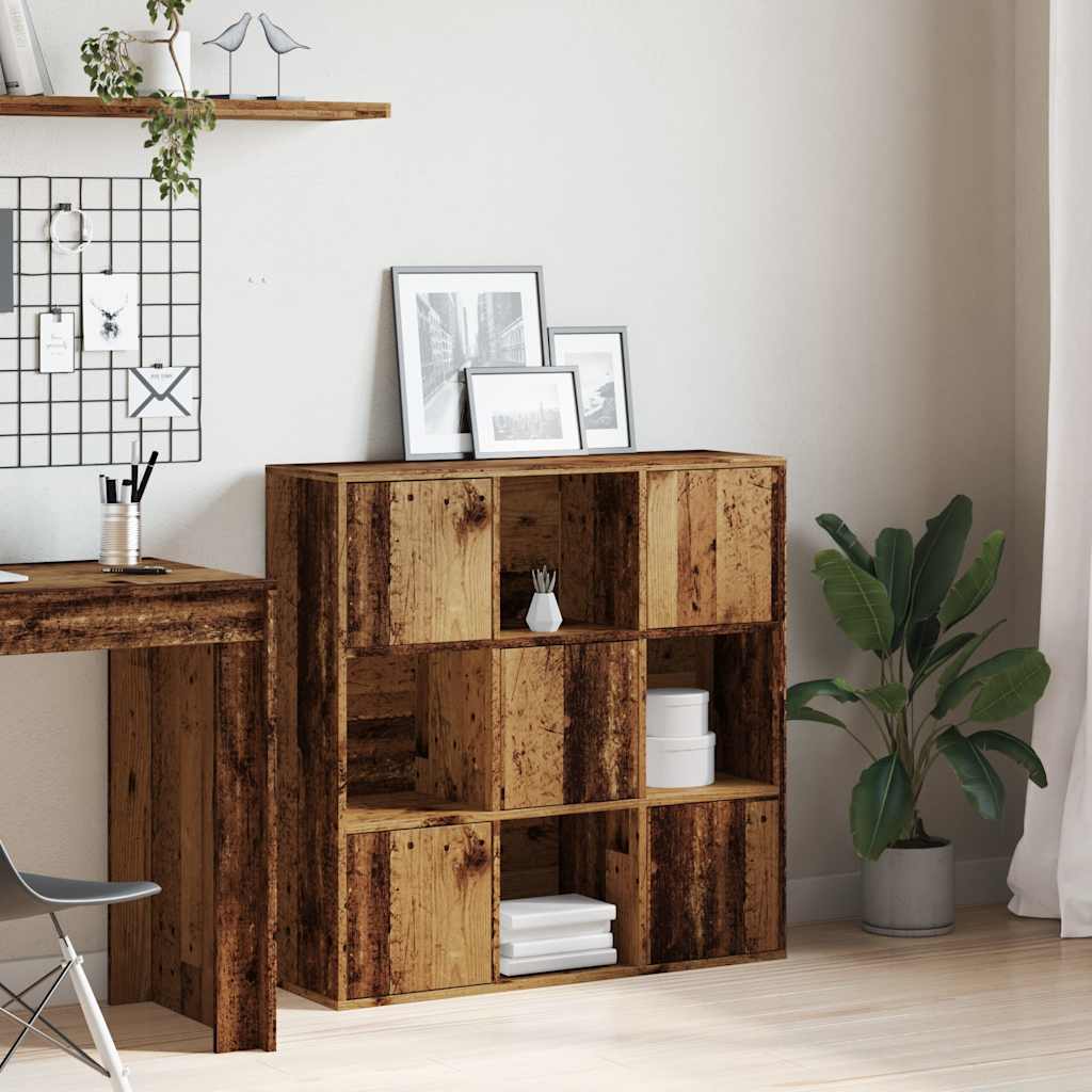 Boekenkast 90x28x90 cm bewerkt hout oud houtkleurig