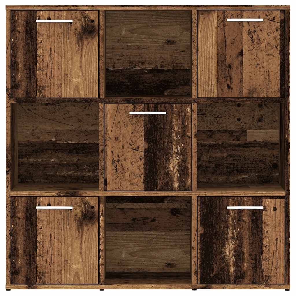 Boekenkast 90x28x90 cm bewerkt hout oud houtkleurig