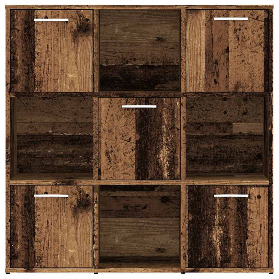 Boekenkast 90x28x90 cm bewerkt hout oud houtkleurig