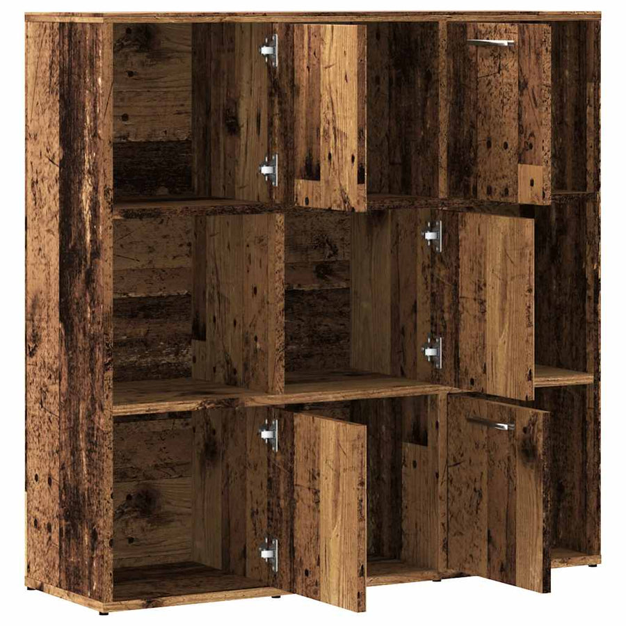 Boekenkast 90x28x90 cm bewerkt hout oud houtkleurig