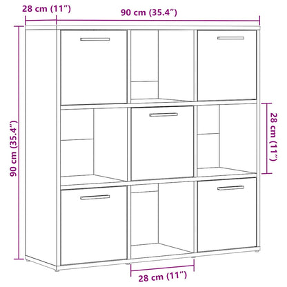 Boekenkast 90x28x90 cm bewerkt hout oud houtkleurig