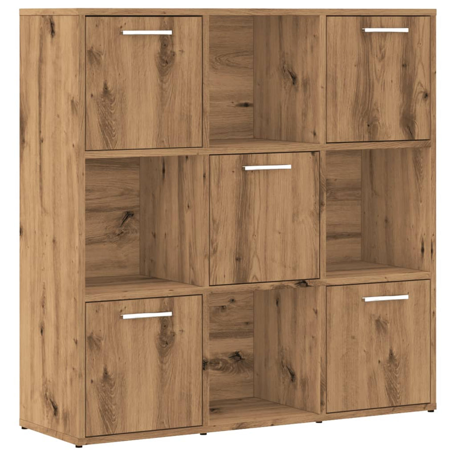 Boekenrek 90x28x90 cm bewerkt hout artisanaal eikenkleurig