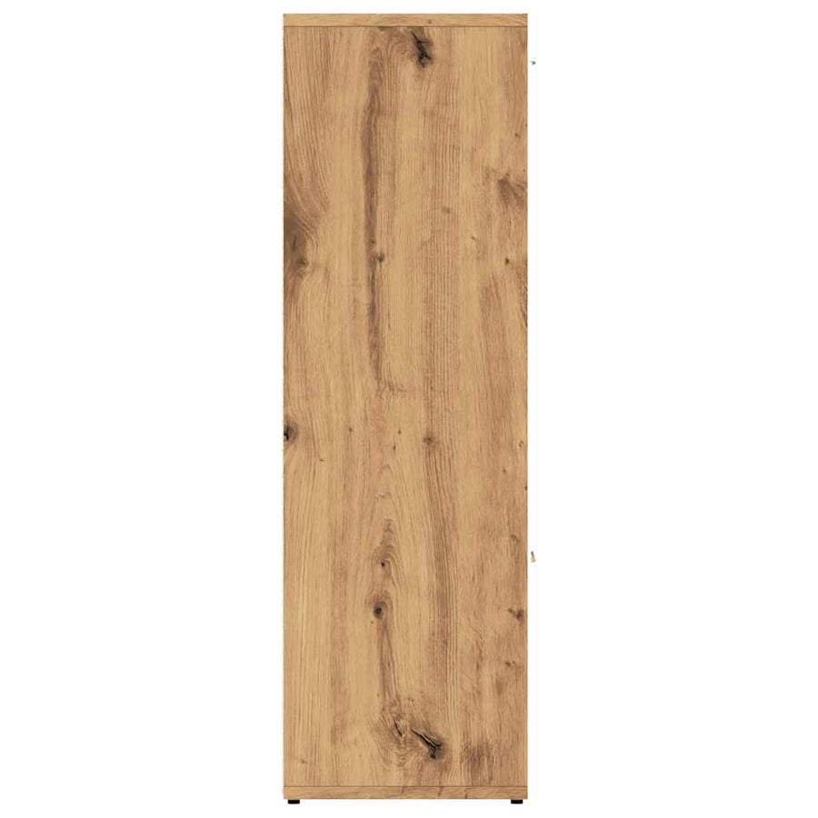Boekenrek 90x28x90 cm bewerkt hout artisanaal eikenkleurig
