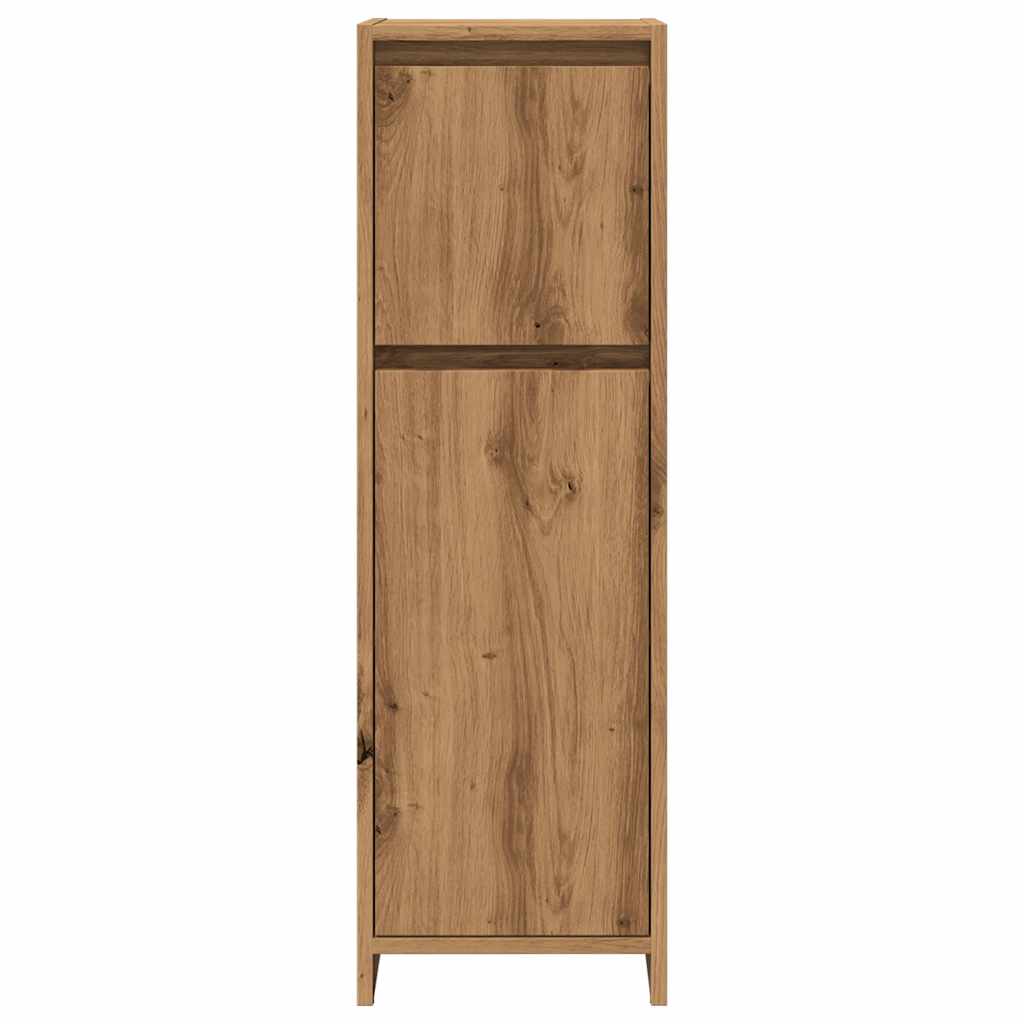 Badkamerkast 30x30x95 cm bewerkt hout artisanaal eikenkleur