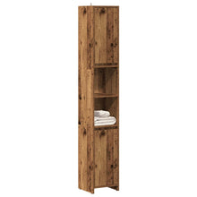 Badkamerkast 30x30x183,5 cm bewerkt hout oud houtkleurig