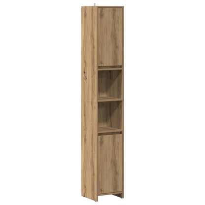 Badkamerkast 30x30x183,5 cm bewerkt hout artisanaal eikenkleur
