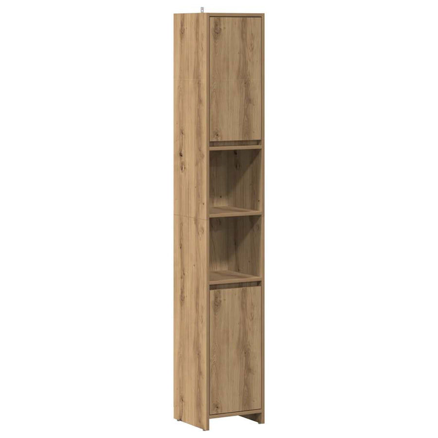 Badkamerkast 30x30x183,5 cm bewerkt hout artisanaal eikenkleur