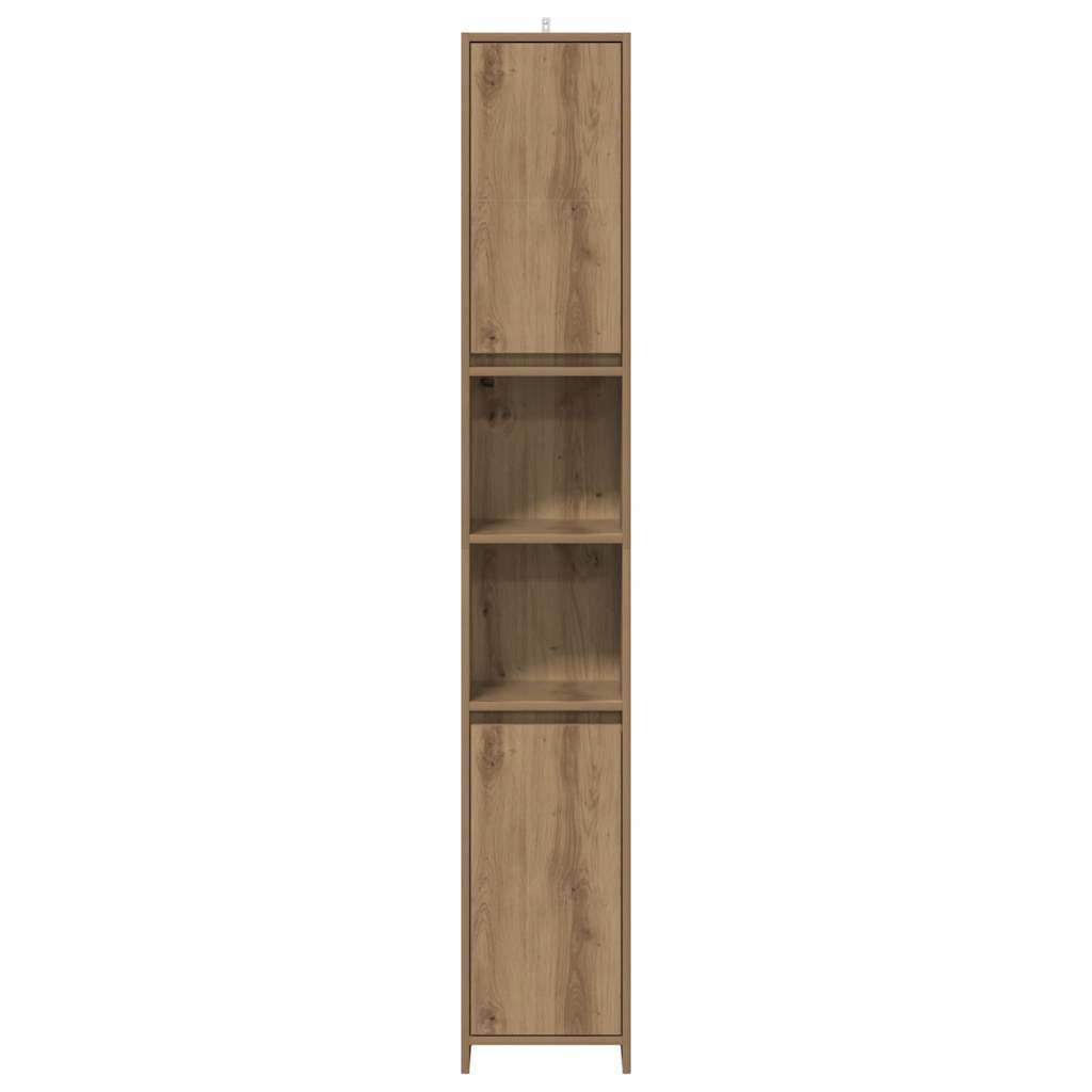 Badkamerkast 30x30x183,5 cm bewerkt hout artisanaal eikenkleur