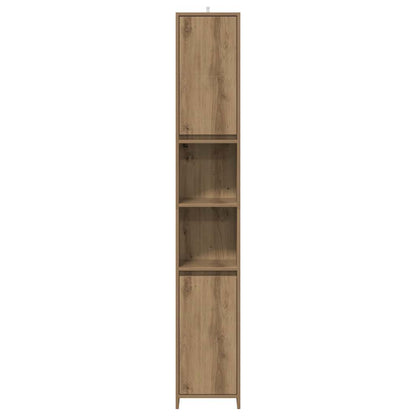 Badkamerkast 30x30x183,5 cm bewerkt hout artisanaal eikenkleur