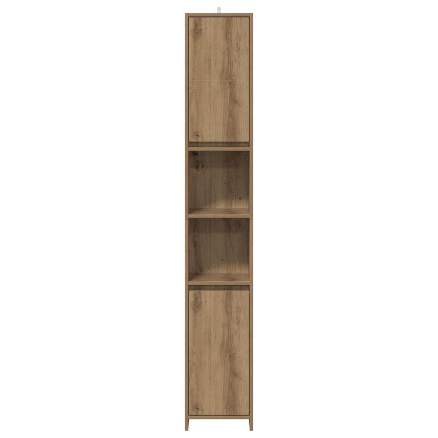Badkamerkast 30x30x183,5 cm bewerkt hout artisanaal eikenkleur