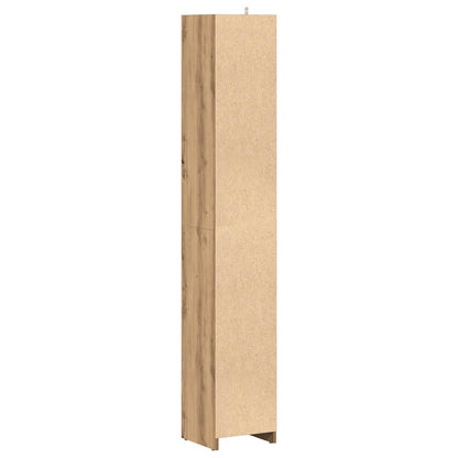 Badkamerkast 30x30x183,5 cm bewerkt hout artisanaal eikenkleur