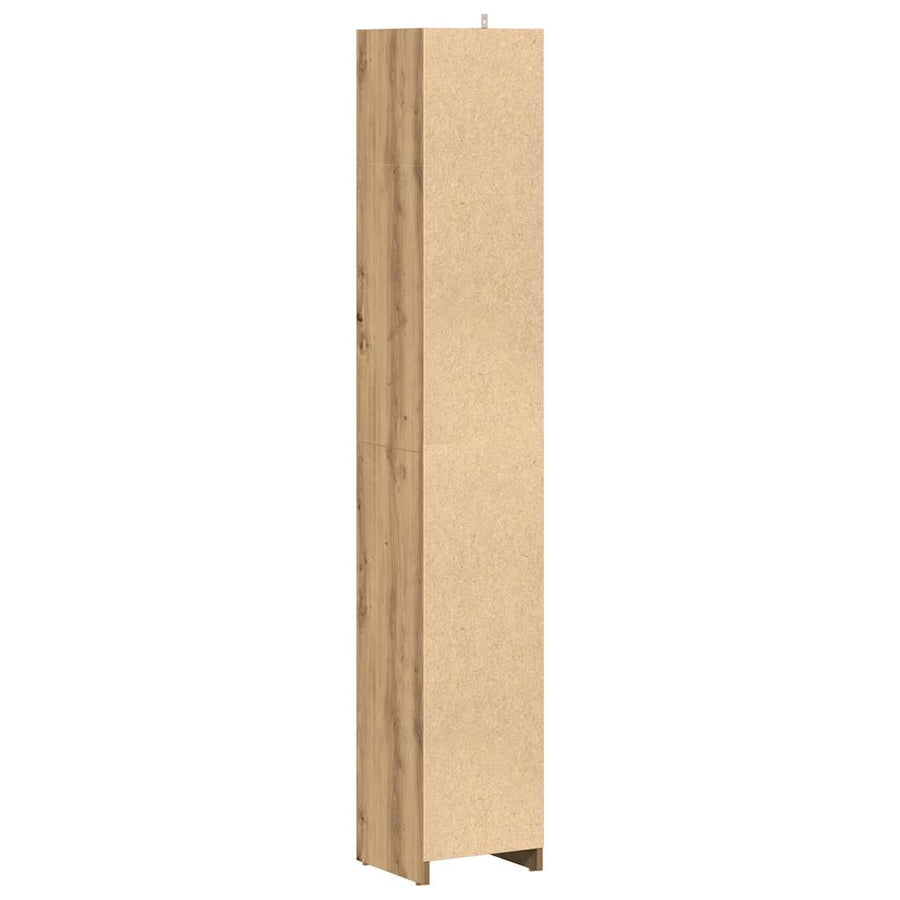 Badkamerkast 30x30x183,5 cm bewerkt hout artisanaal eikenkleur