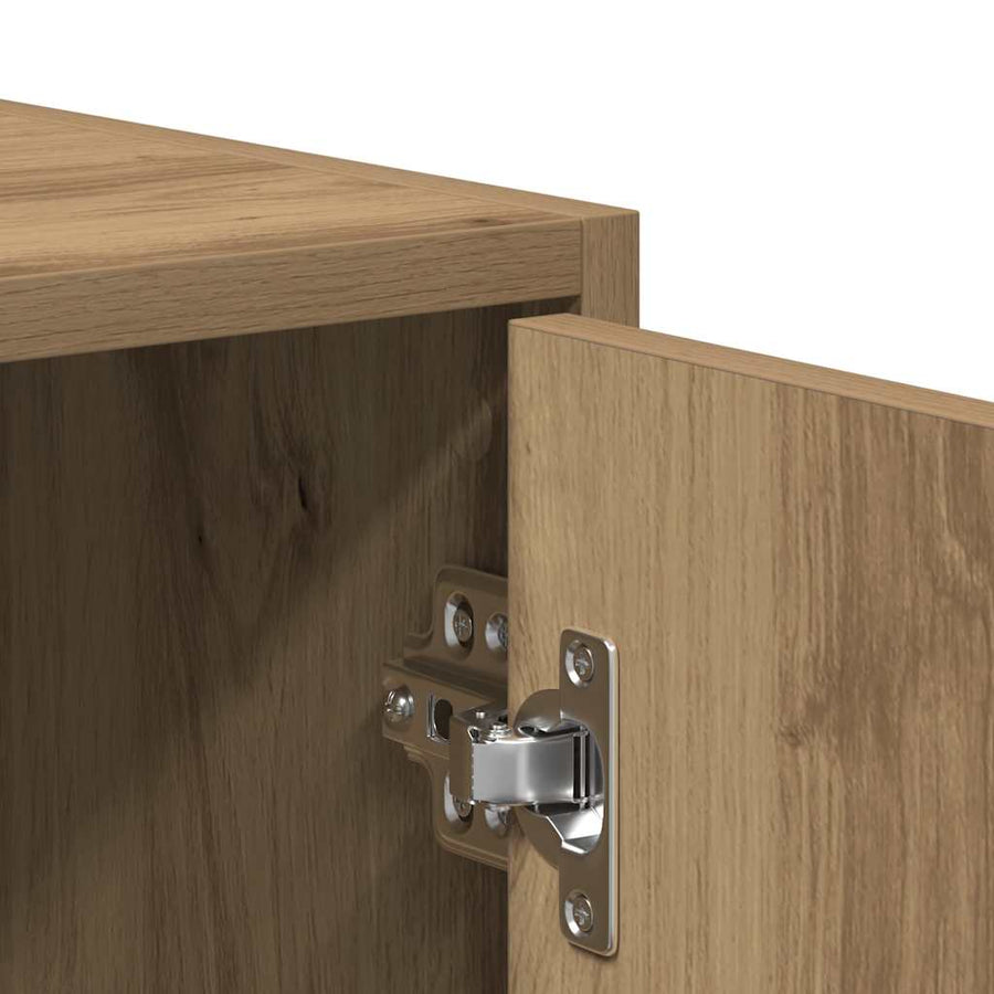 Badkamerkast 30x30x183,5 cm bewerkt hout artisanaal eikenkleur