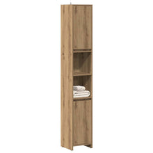 Badkamerkast 30x30x183,5 cm bewerkt hout artisanaal eikenkleur