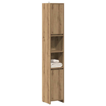 Badkamerkast 30x30x183,5 cm bewerkt hout artisanaal eikenkleur