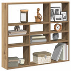 Wall shelf 90x16x78 cm carved wood artisanal oak