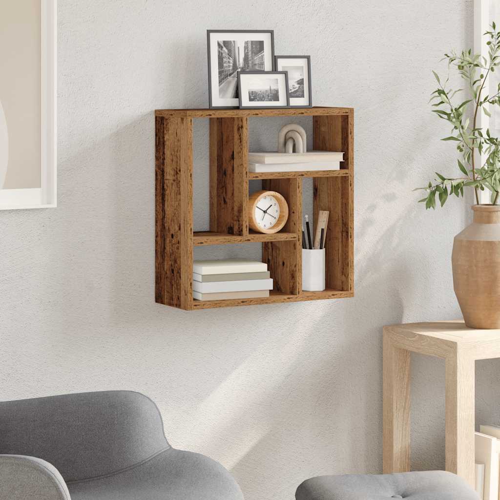 Wandschap 45x16x45 cm bewerkt hout oud houtkleurig