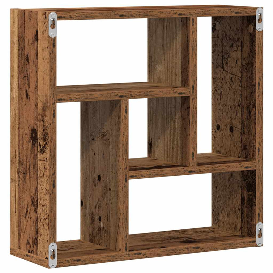 Wandschap 45x16x45 cm bewerkt hout oud houtkleurig