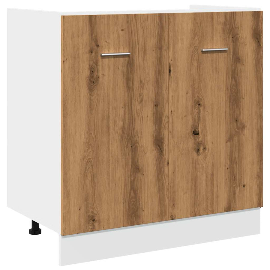 Gootsteenkast 80x46x81,5 cm bewerkt hout artisanaal eikenkleur