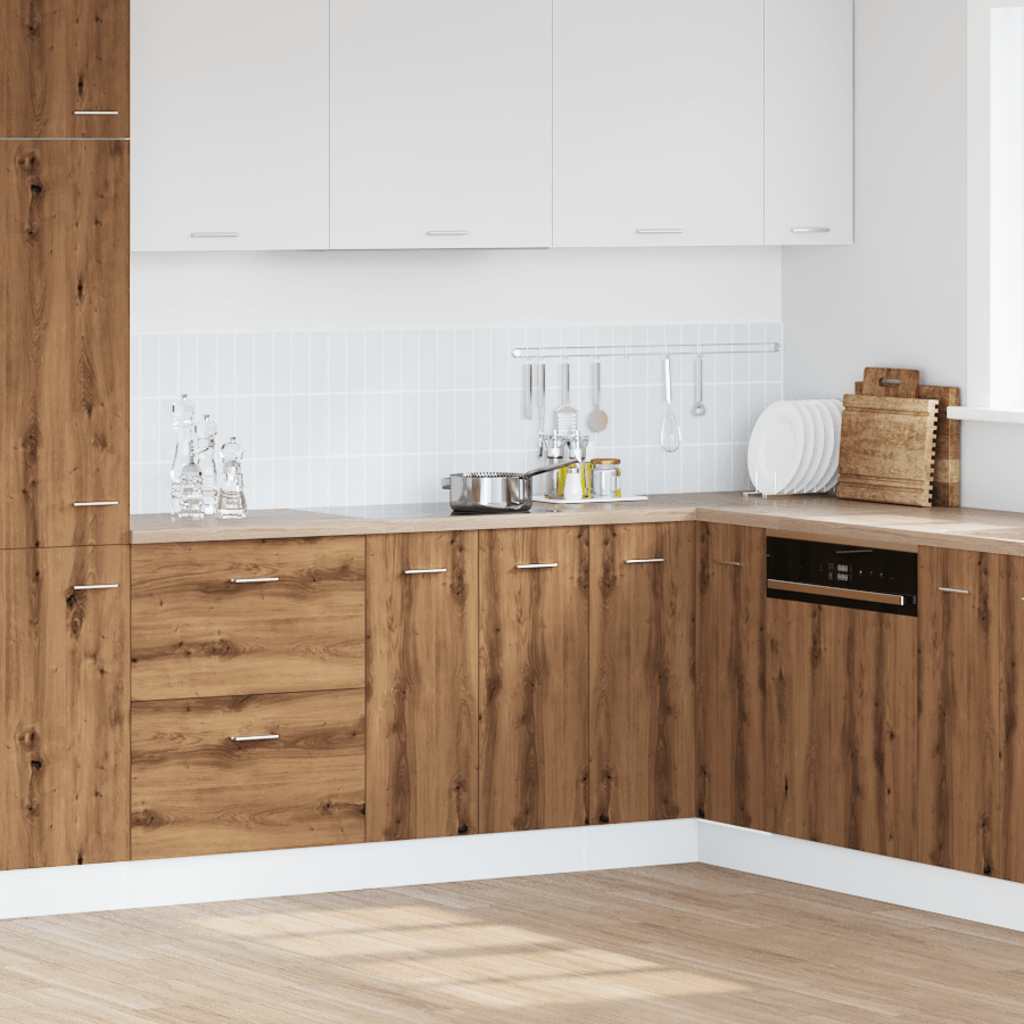 Gootsteenkast 80x46x81,5 cm bewerkt hout artisanaal eikenkleur