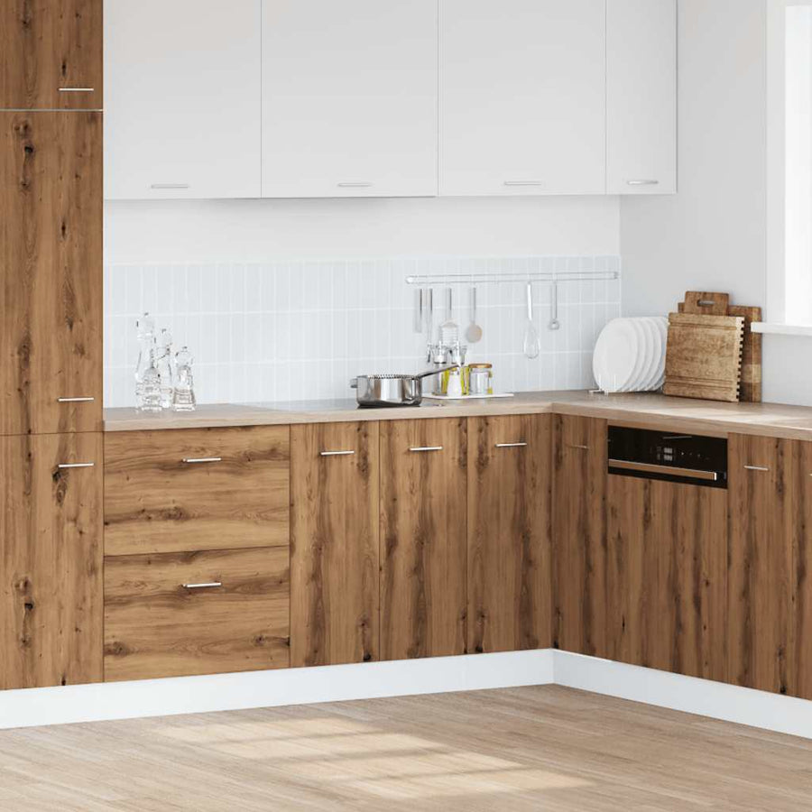 Gootsteenkast 80x46x81,5 cm bewerkt hout artisanaal eikenkleur