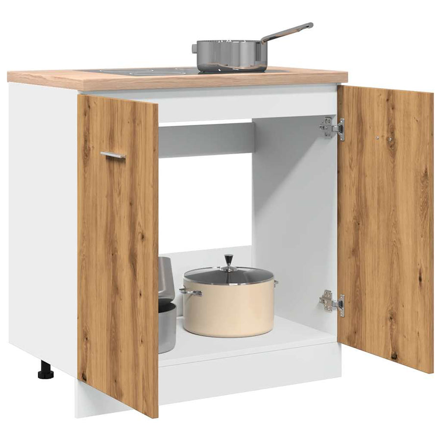 Gootsteenkast 80x46x81,5 cm bewerkt hout artisanaal eikenkleur