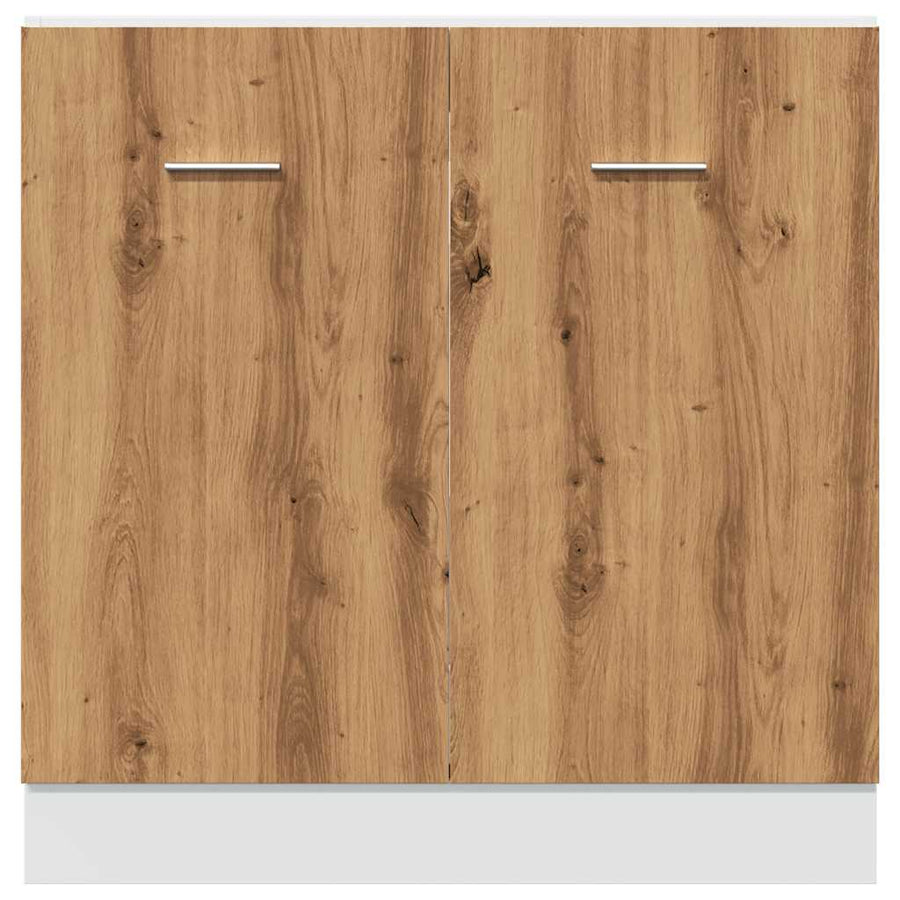 Gootsteenkast 80x46x81,5 cm bewerkt hout artisanaal eikenkleur
