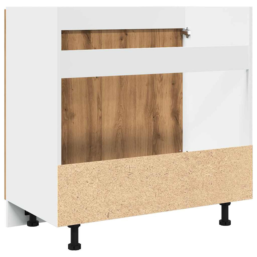 Gootsteenkast 80x46x81,5 cm bewerkt hout artisanaal eikenkleur