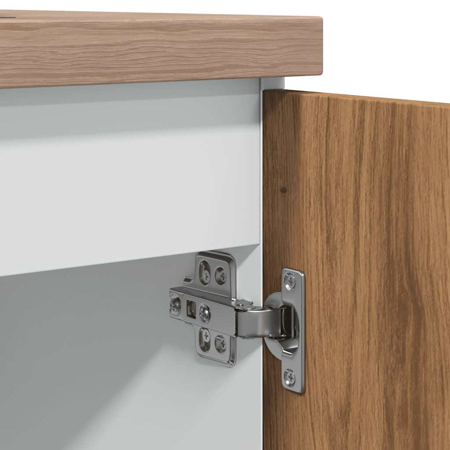 Gootsteenkast 80x46x81,5 cm bewerkt hout artisanaal eikenkleur