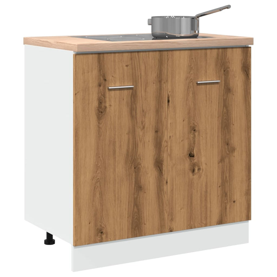 Gootsteenkast 80x46x81,5 cm bewerkt hout artisanaal eikenkleur