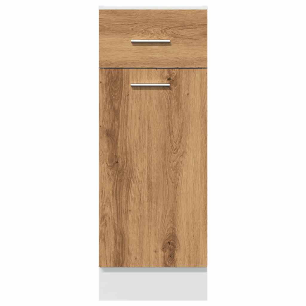 Onderkast met lade 30x46x81,5 cm bewerkt hout artisanaal eiken