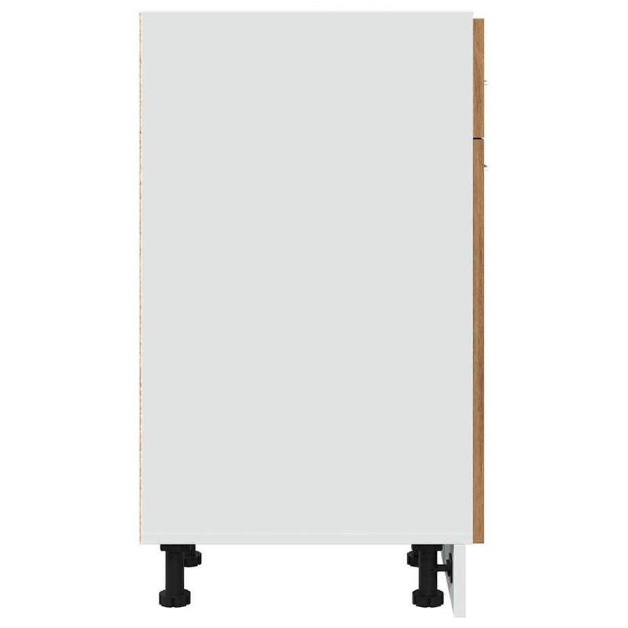 Onderkast met lade 30x46x81,5 cm bewerkt hout artisanaal eiken