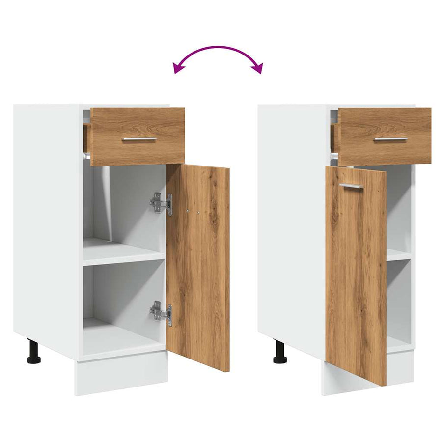 Onderkast met lade 30x46x81,5 cm bewerkt hout artisanaal eiken