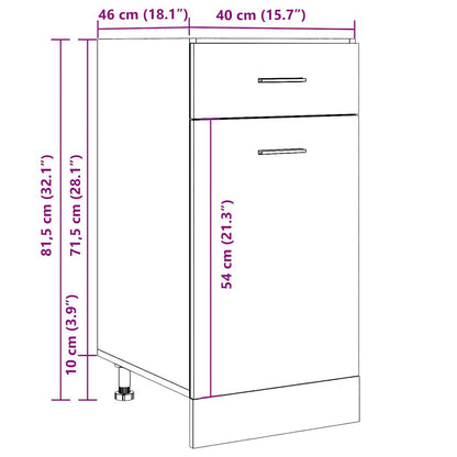 Onderkast met lade 40x46x81,5 cm bewerkt hout oud houtkleurig