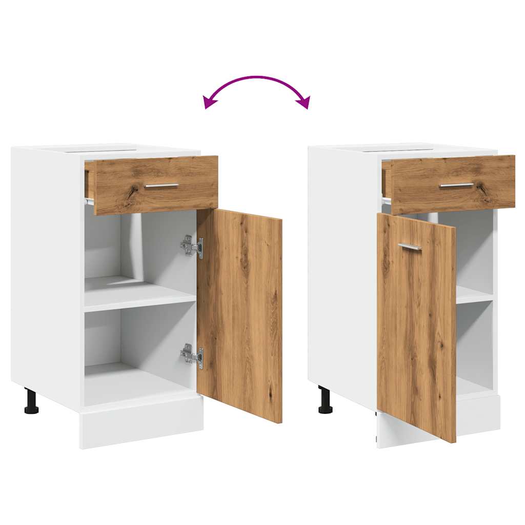 Onderkast met lade 40x46x81,5 cm bewerkt hout artisanaal eiken