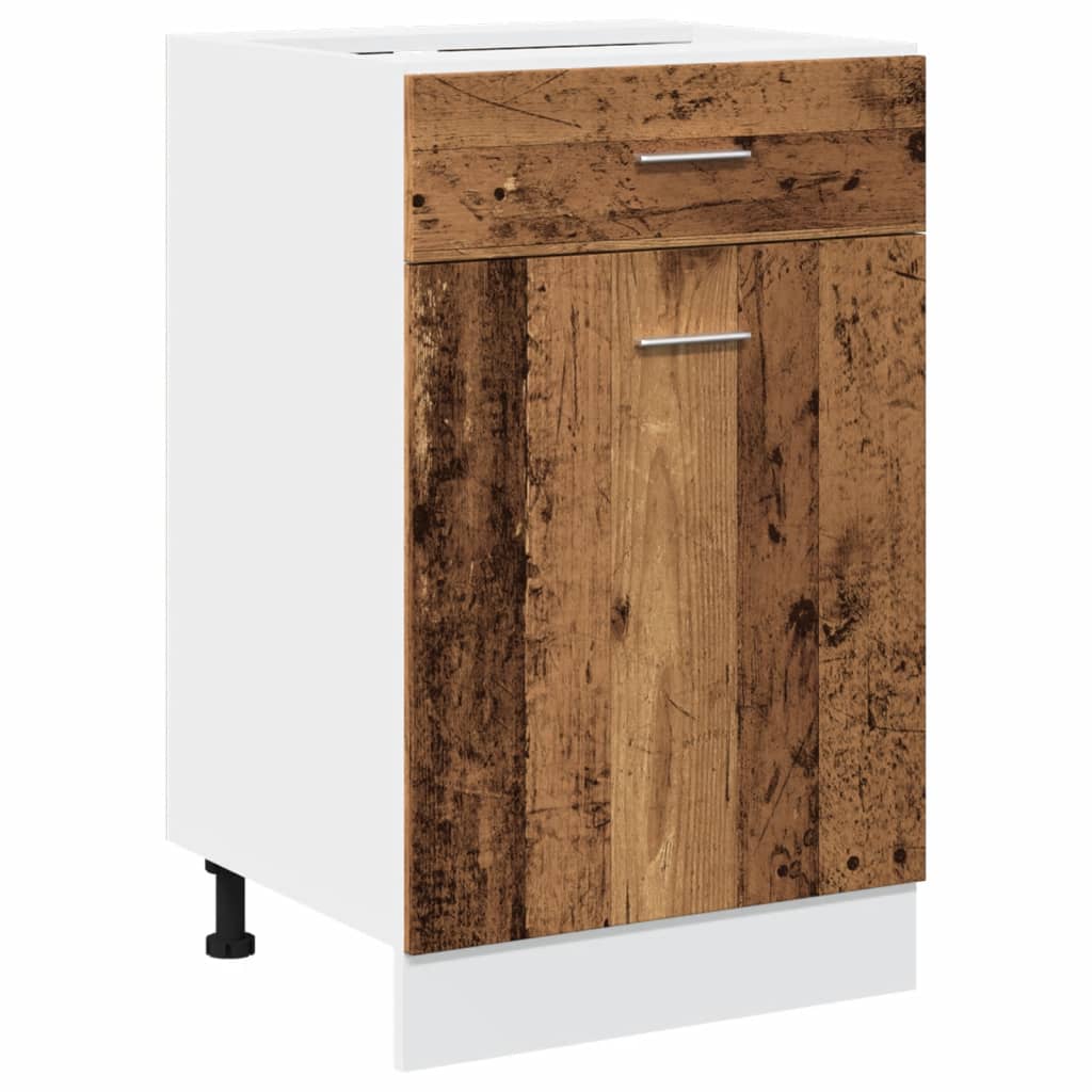 Onderkast met lade 50x46x81,5 cm bewerkt hout oud houtkleurig