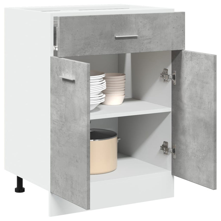 Onderkast met lade 60x46x81,5 cm bewerkt hout betongrijs