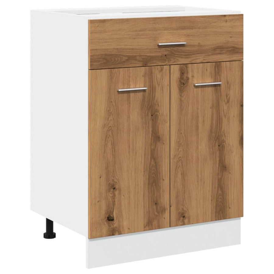 Onderkast met lade 60x46x81,5 cm bewerkt hout artisanaal eiken